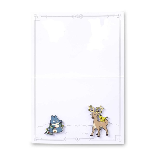 Pikachu, Stantler & Munchlax Pokémon Winter Wonders Pokémon Pins & Greeting Card
